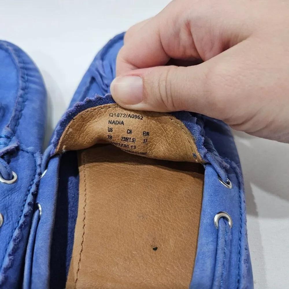 Coach Nadia Blue Nubuck Leather Tassel Driving Moccasins Loafers Women's 7B